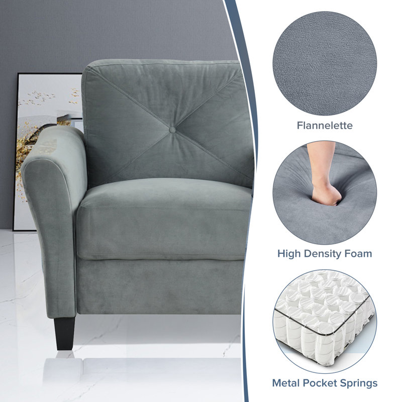 Chaise d'appoint rembourrée en velours avec coussin de dossier Beckham, Gris
