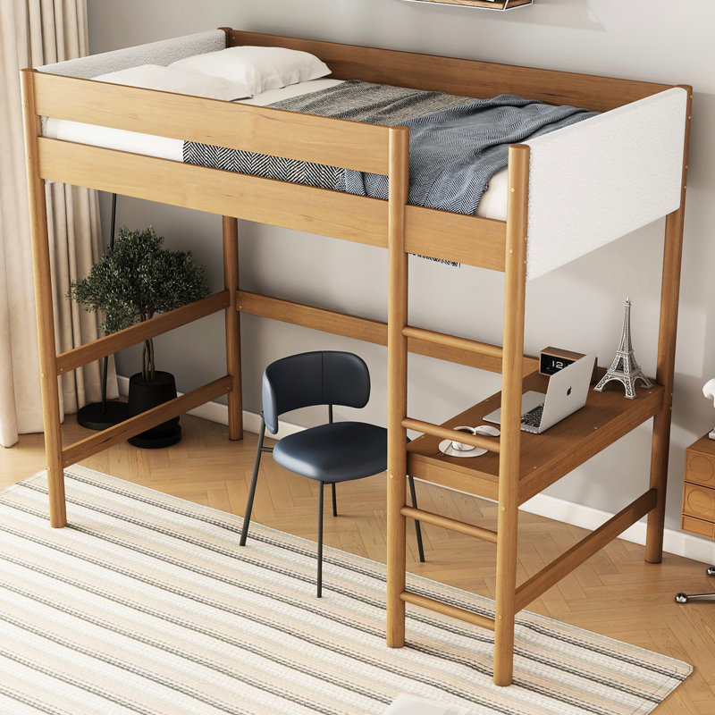 Twin Loft Bed With Desk And Stable Structure - Reliable Choice Size Stylish Bedroom Furniture Elegant