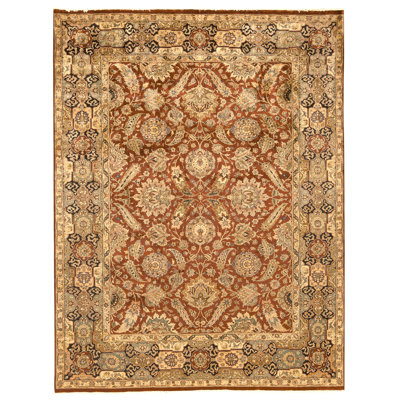 Tapis rouge et noir noué à la main de haute qualité