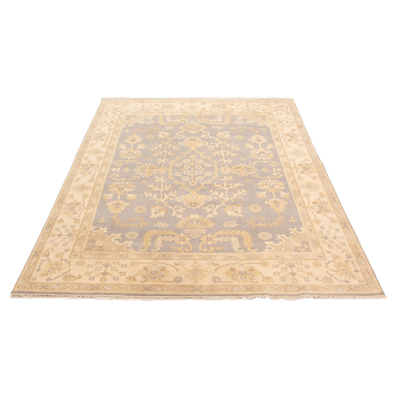 Tapis gris en laine noué à la main Royal Oushak 7 pi 10 po x 9 pi 10 po