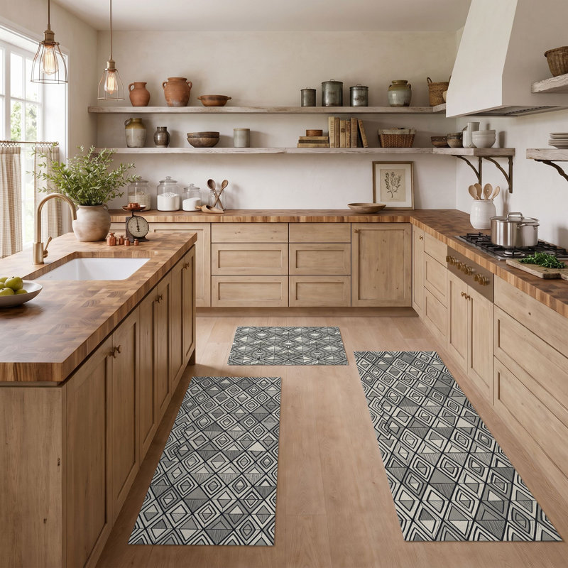Geometric Pattern Non-Slip Washable Kitchen Mats