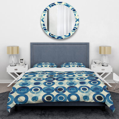 Blue Beige Modern Circles - Ensemble de housse de couette moderne