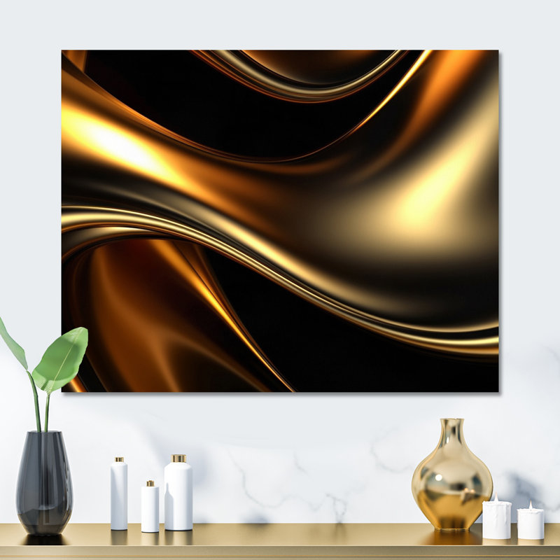 Décoration murale en métal doré noir surréels III - Fractales, H 30 po x l 40 po x P 1 po