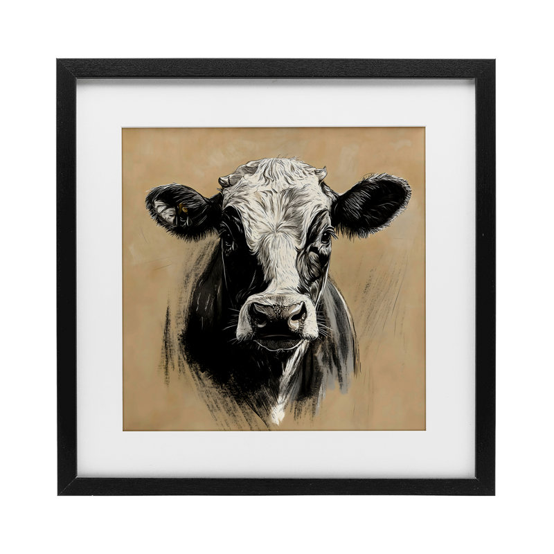 «D vache brossée», reproduction encadrée sous verre, design by Creative Studio, H 13 po x l 13 po, Cadre noir minuit