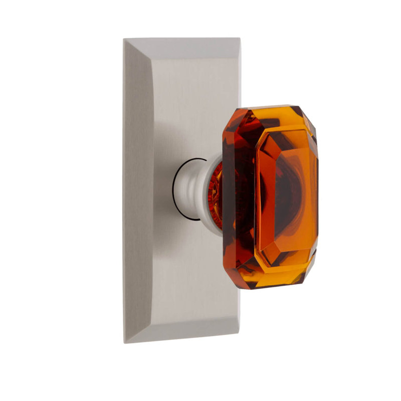 Grandeur Concealed Screw Mechanism Geometric Knob with Rectangle Rosette, 2.75", Satin Nickel