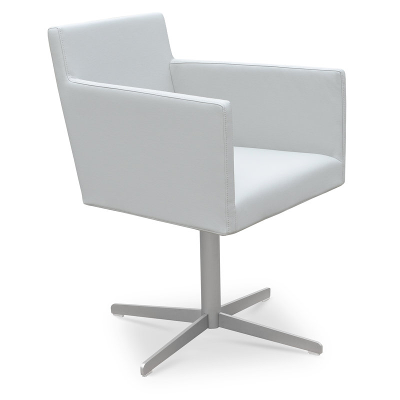 Chaise avec accoudoirs pivotants Harpoint 4 Star, Blanc, Similicuir gris clair