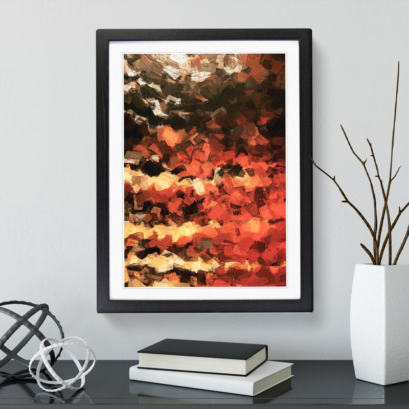 By the Forest Edge Abstract - Wall Art, Black Framed, 66cm H x 48cm W x 2cm D, White