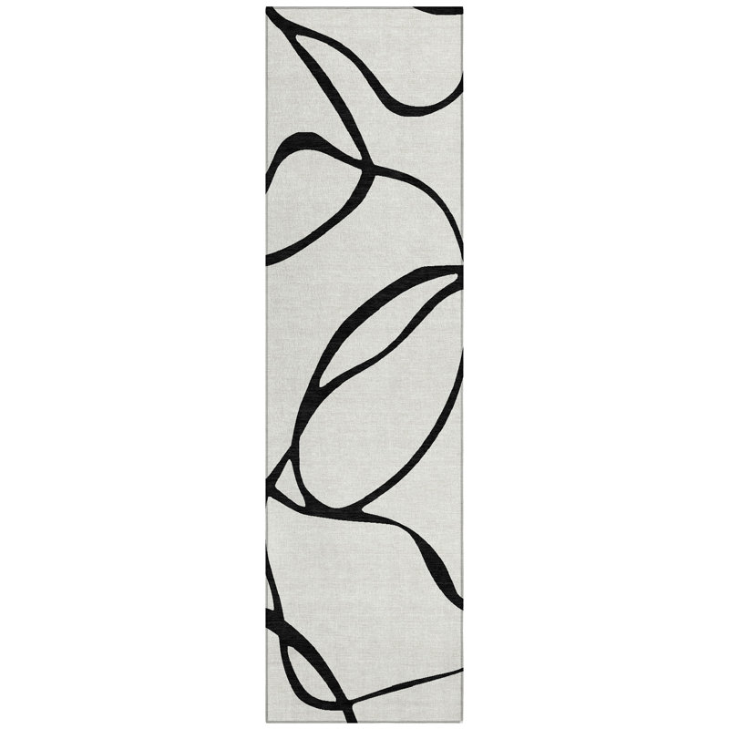 Zia Green Washable Indoor-Outdoor Rug - , 2'3" x 7'6"