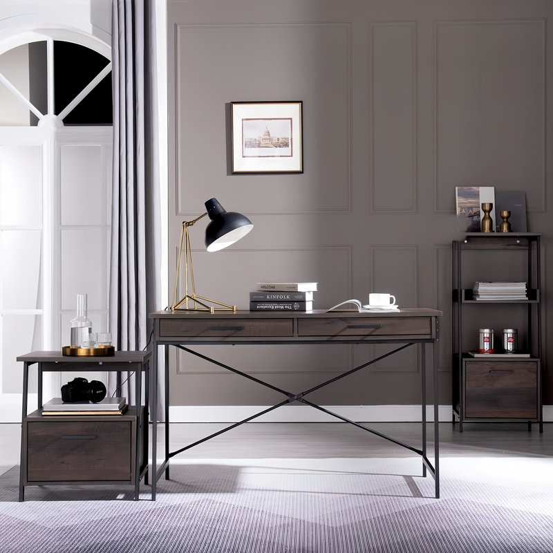 Caffoz 48" Computer Desk - Home Office Workstation with Storage Shelf, Modern Style