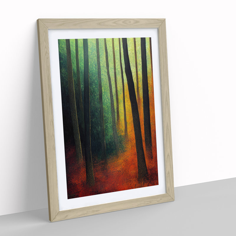 Colourful Forest No.1 - Wall Art, 66cm H x 48cm W x 2cm D, Oak Framed, White