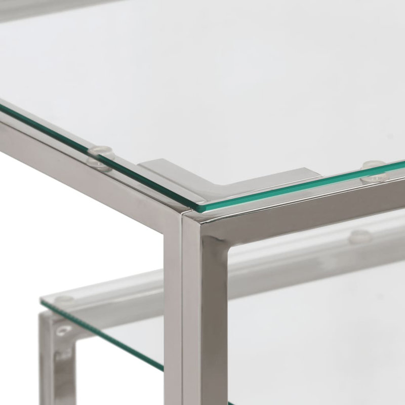 Calisto 110cm Glass Top Console Table, Clear, Silver