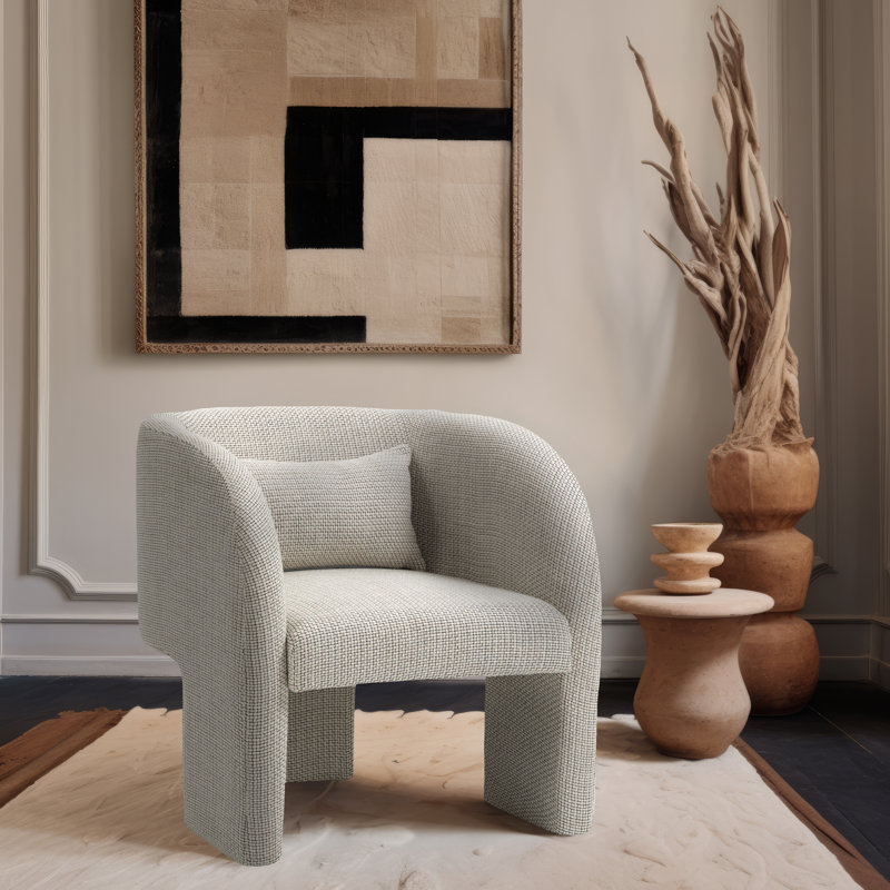 Sawyer Upholstered Armchair, Cream Weaved Fabric