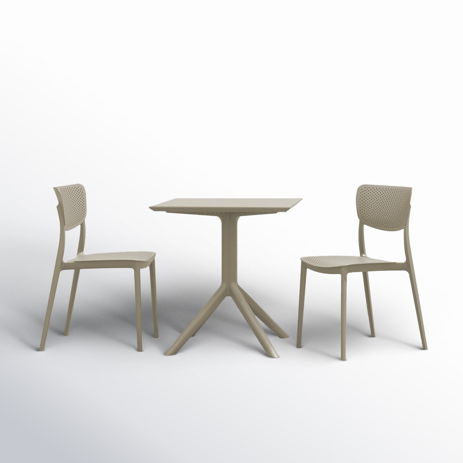 Farrah 31" Square 2-Person Bistro Set, Taupe, 23.6" D x 23.6" W x 29.5" H