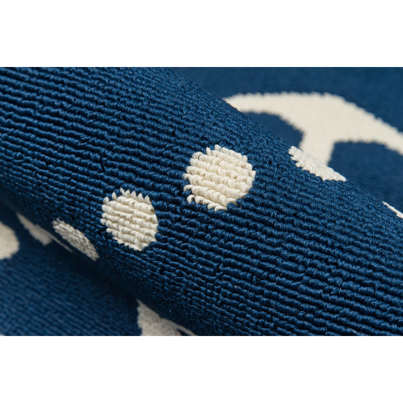 Tapis intérieur / extérieur bleu marine / beige Yepez, Rectangle 2 pi 3 po x 4 pi 6 po