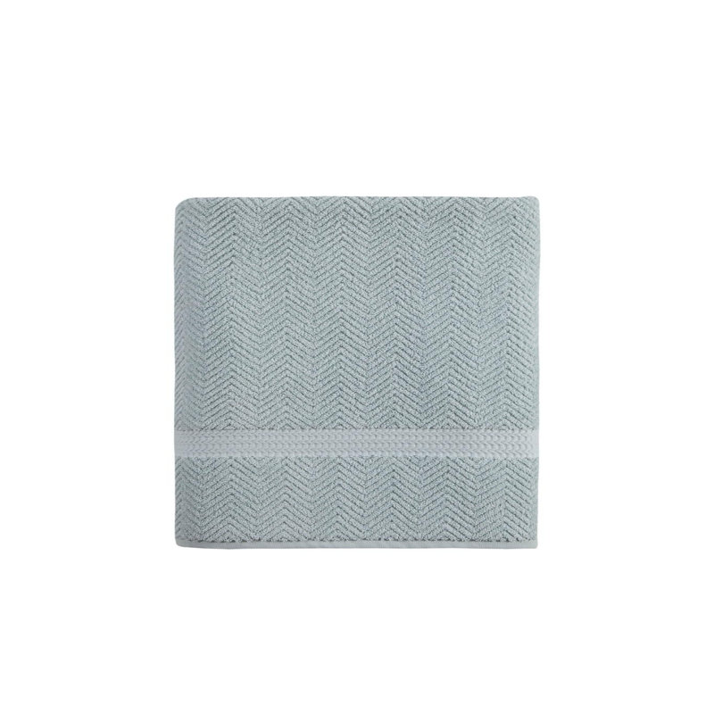 Drap de bain à chevrons en coton turc bleu clair, 101,6 cm x 177,8 cm