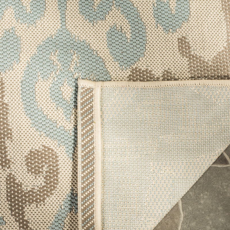 Tapis floral beige/turquoise Adelaide, Rectangle 5 pi 3 po x 7 pi 7 po
