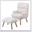 Fauteuil en tissu confortable avec repose-pieds, dossier réglable et pieds en bois robustes pour une détente ultime