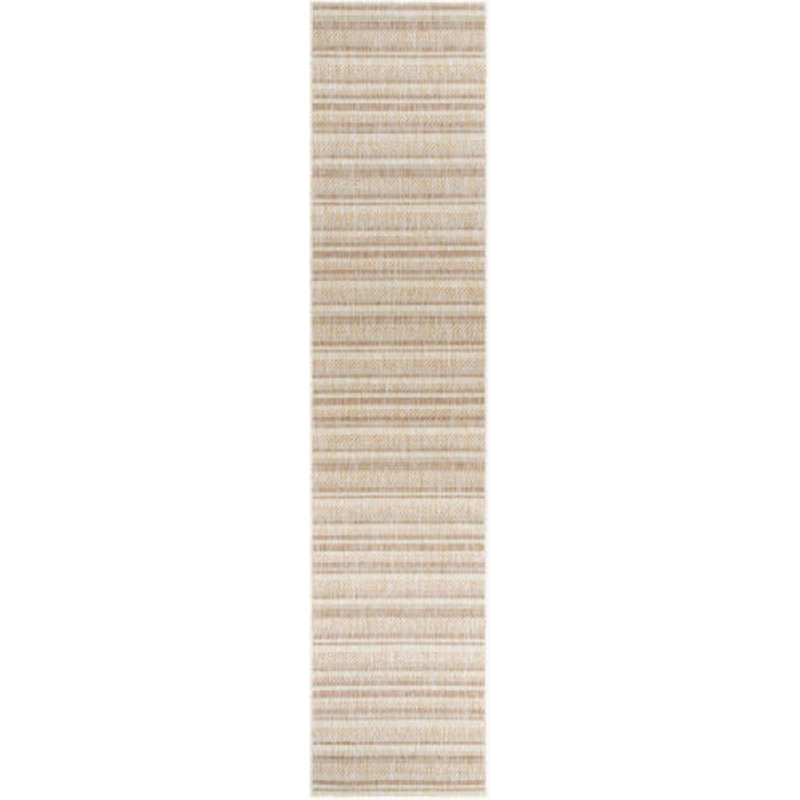 Carllene Bellino Striped Tan Indoor/Outdoor Area Rug, Runner 2'7" x 12'