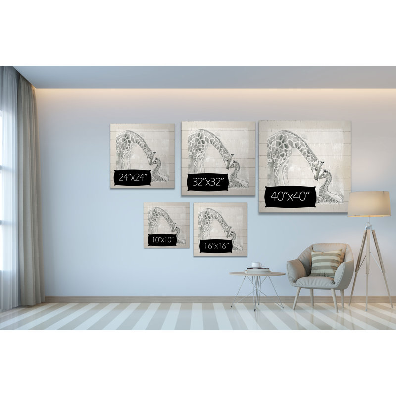 «Sketchy Mother and Baby Giraffe», peinture sur toile tendue, H 24 po x l 24 po x P 1,5 po