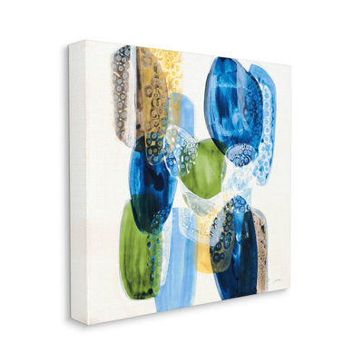 «Vivid Blue Circle Shapes Abstract Galets Design» par Liz Jardine - peinture sur toile tendue