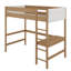 Lit mezzanine simple avec bureau, lit superposé en bois d'hévéa avec échelle et garde-corps, tête / pied de lit rembourré Boucle, petit espace, naturel