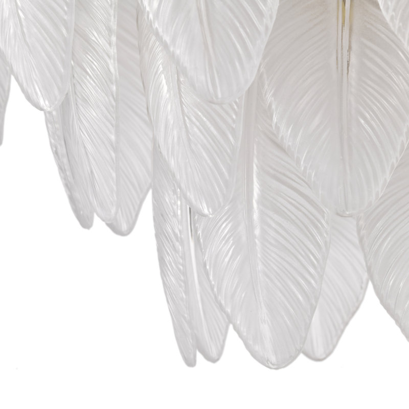 Jamaile  7-Light Brushed Shiny Brass Glass Feather-shaped Flush Mount