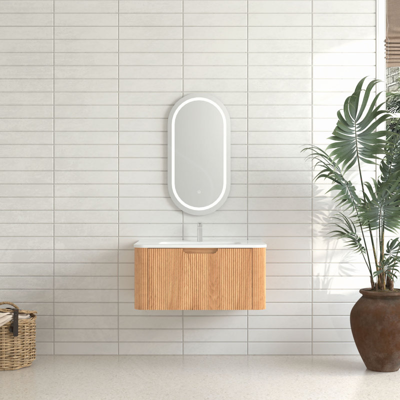 Armoire de salle de bain murale flottante en bois massif 30 po
