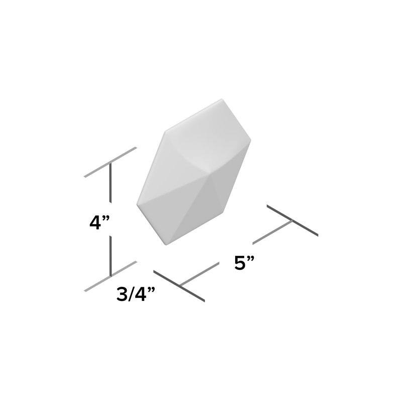 Hedron 4" x 5" Straight Edge Ceramic Singular Wall Tile, Fog