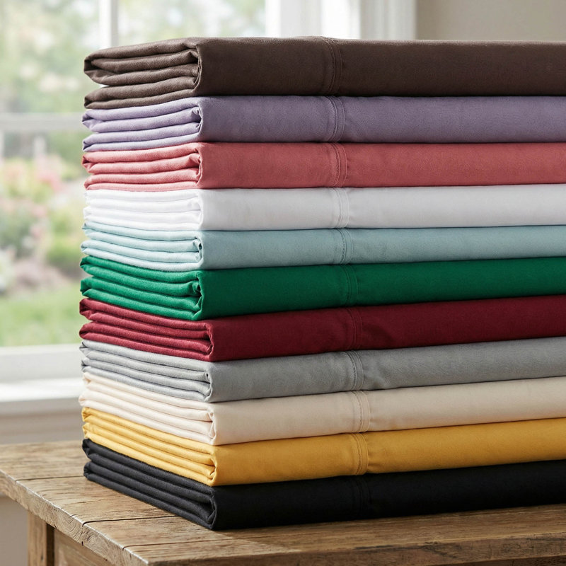 Edmont 530 Thread Count Egyptian Cotton Blend Solid Deep Pocket Bed Sheet Set, King, Burgundy