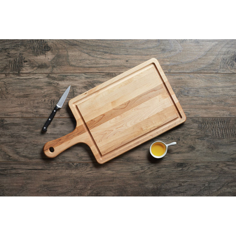 Labell Canadian Maple Reversible Paddle Cutting Board With Groove