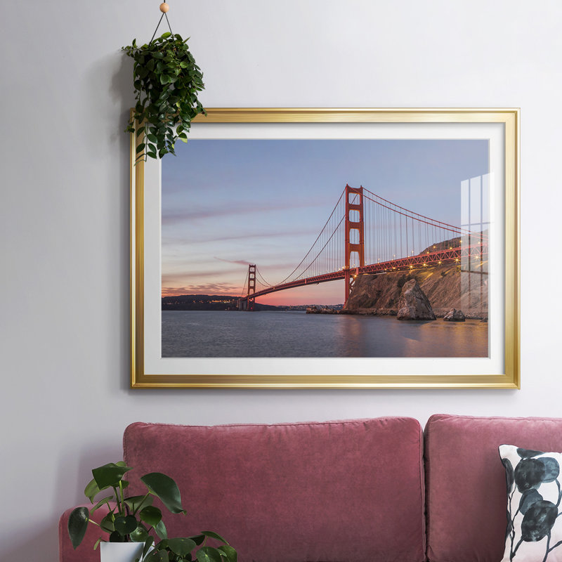 Golden Gate Span, reproduction imprimée sur papier, Or, H 30 po x l 44 po x P 1,5 po