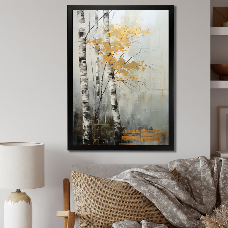 «Birch Woods Ethereal Elegance VII», reproduction sur toile, H 20 po x l 12 po x P 1 po, Cadre photo noir