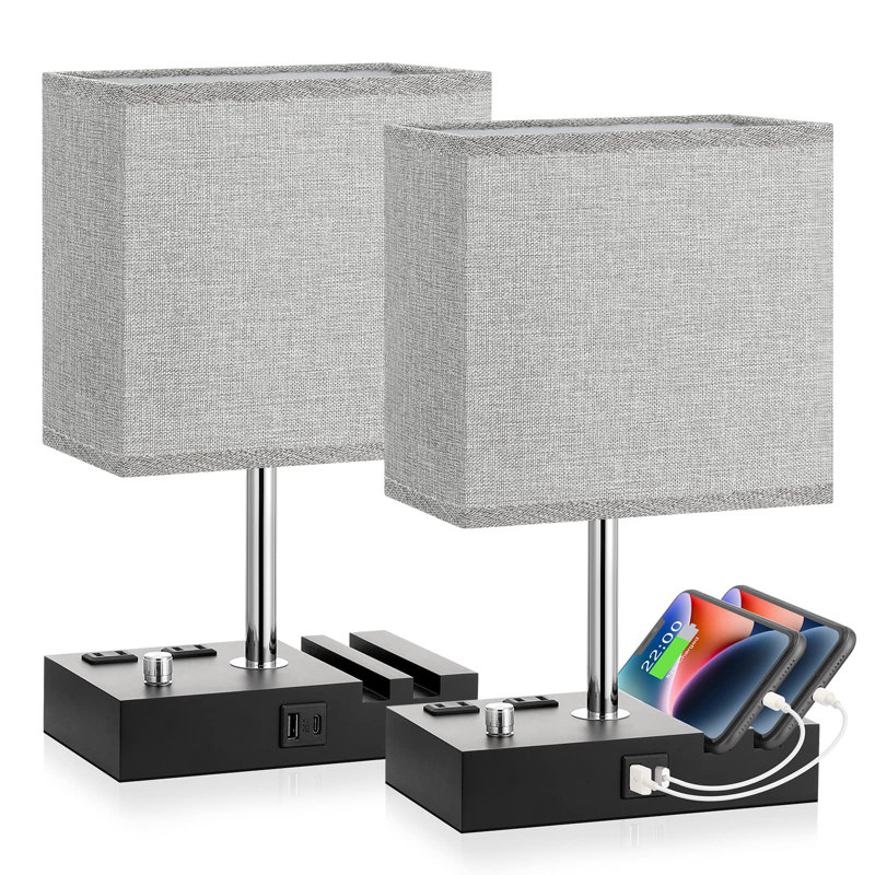 Lampe de table Simrit, H 13,39 po x l 4,49 po x P 7,72 po, Gris