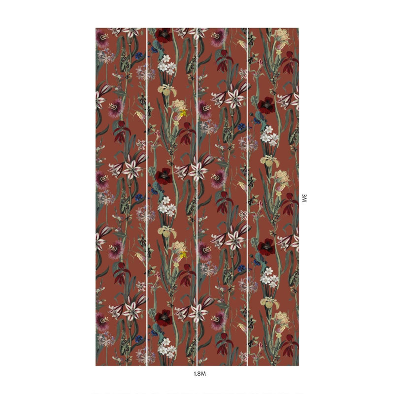 Flora Delanica 9.84' L x 70.87" W Wallpaper Roll, Clay