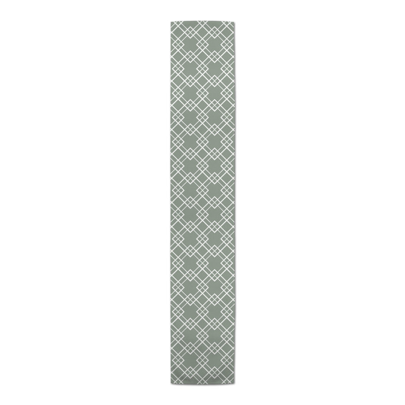 Chemin de table rectangulaire en polyester Aderita, L 72 po x P 16 po, Vert