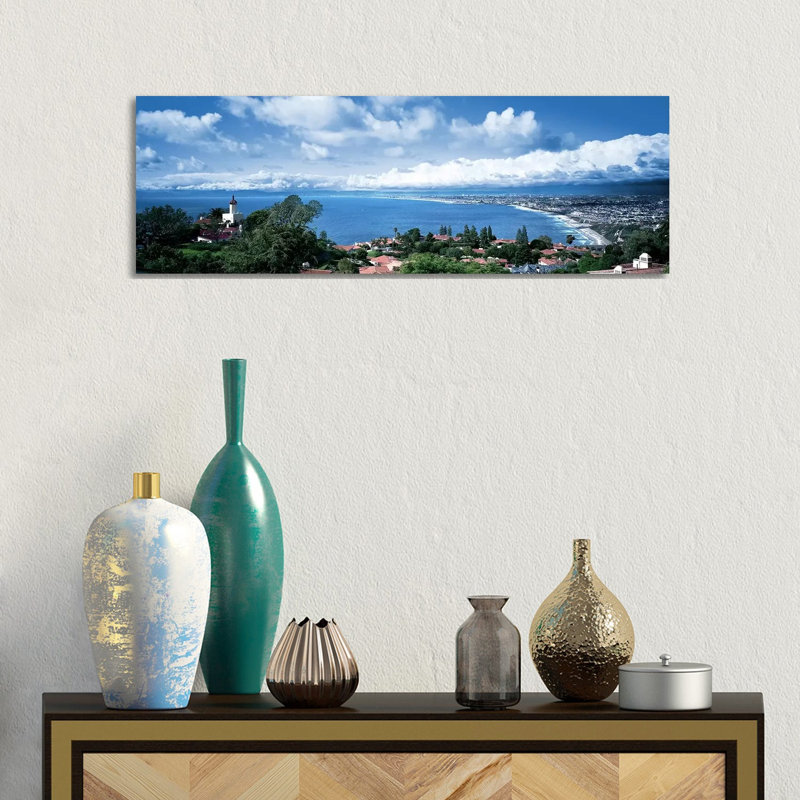City At The Coast, Palos Verdes Peninsula, Palos Verdes, Los Angeles County, California, USA - Wrapped Canvas Panoramic Print