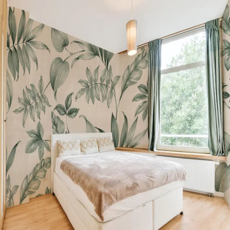Verdant Tropics On Beige, 96" L x 108" W