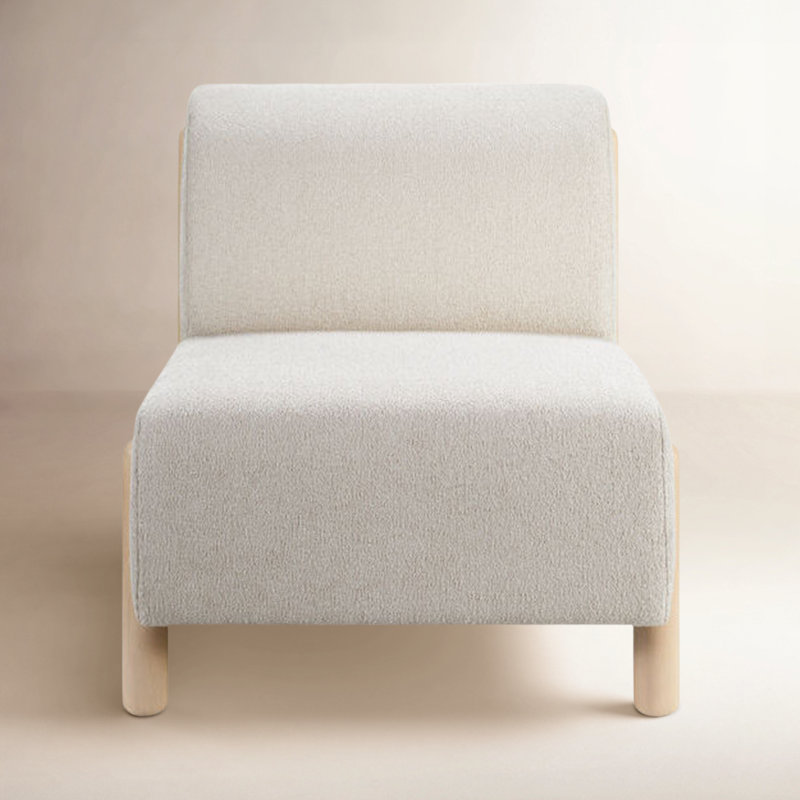 Fauteuil d'appoint moderne Fethiye, Velours blanc, Beige