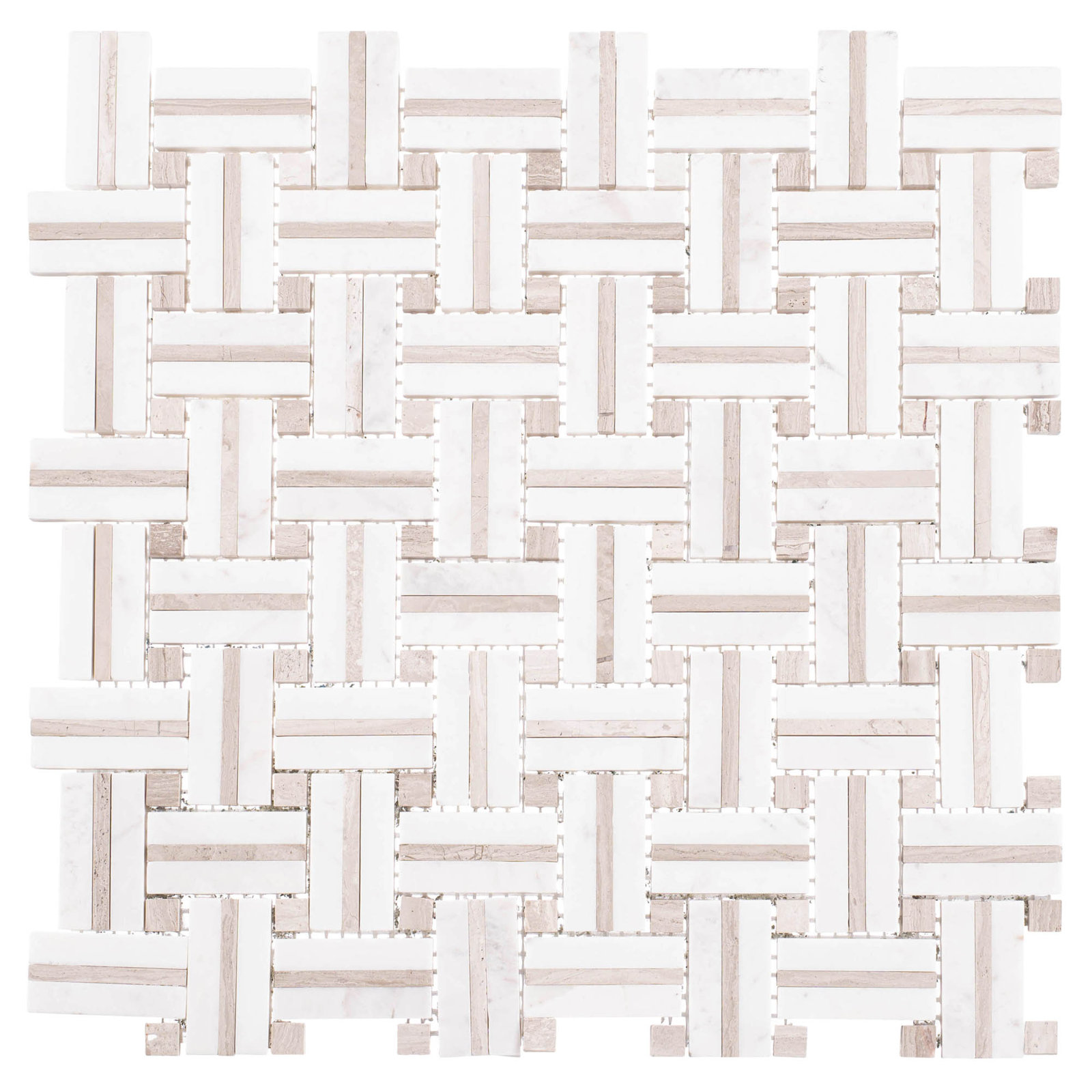 Fabrique 1" x 2" Natural Stone Mosaic Tile, Jacard