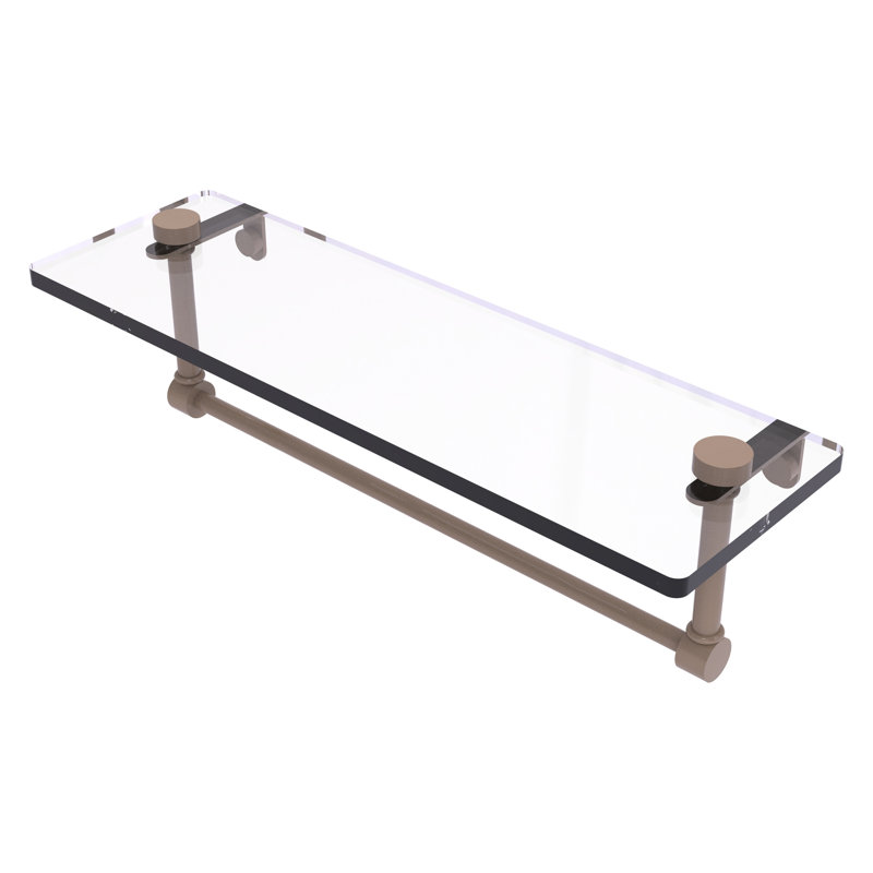 Tablette de meuble-lavabo en verre avec barre à serviettes intégrée NS, H 5 po x l 16 po x P 5 po, Beige ombré
