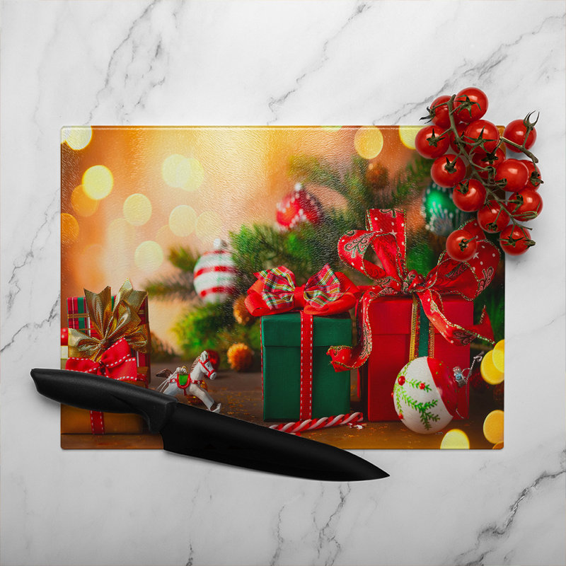 Christmas Holidays Dining Glass Chopping Board