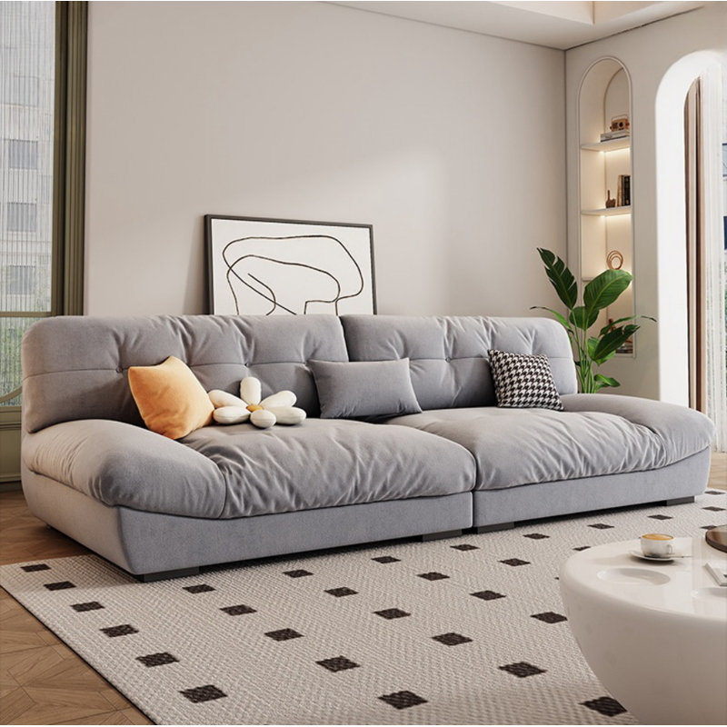 Canapé simple en tissu décontracté, 4, Gris clair, H 27,5 po x l 106,3 po x P 41,3 po