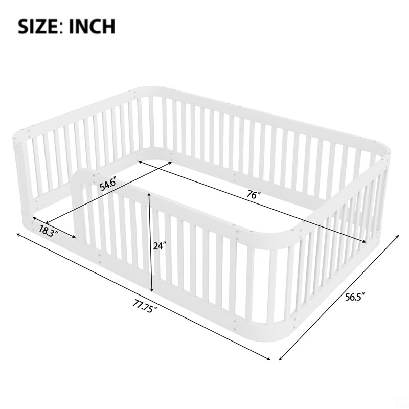 Structure de lit double en bois, Blanc
