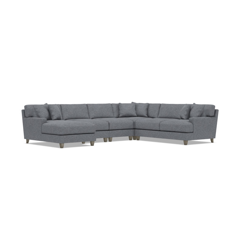Mila Sectional, Dark Gray Polyester Blend, 33.5" H x 137" W x 107" D, Left Hand Facing