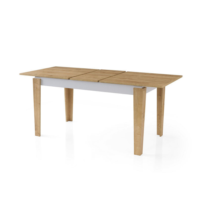 Extendable Dining Table, Scandinavian Design, Oak & White, 55.1 x 31.5 x 29.5 inches (Extends to 68.9 inches) | 100% Melamine Coated Particle Board, Particle Board Legs | Stylish & Functional for Dining Spaces, Max Load: 220 lbs