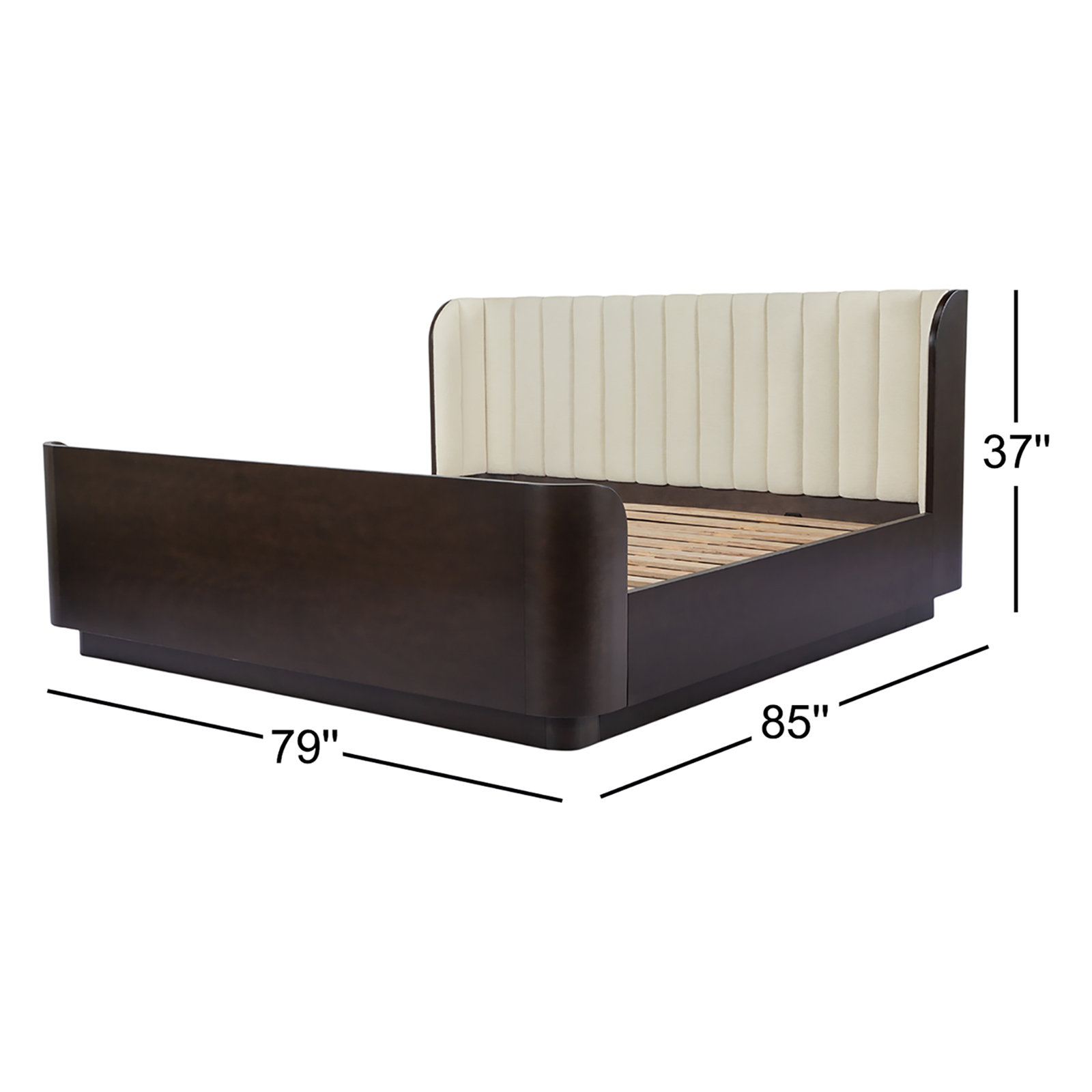 Upholstered Sleigh Bed, Cream, King