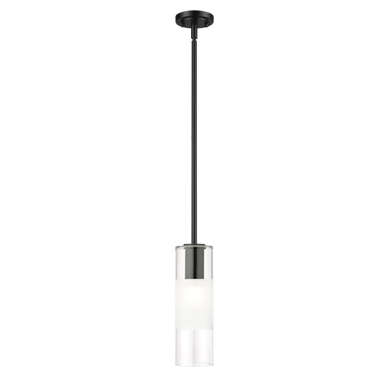 Luminaire suspendu cylindrique à 1 lumière Premislao, Noir mat