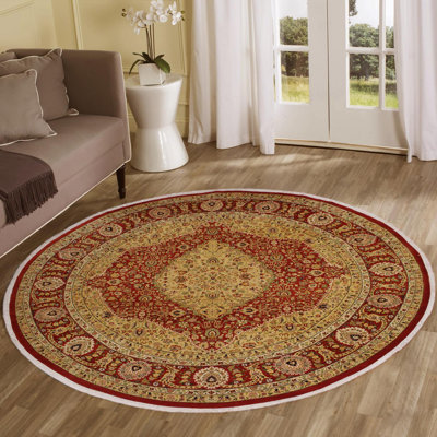 Tapis oriental rond en laine noué à la main de 9 pi Madieson