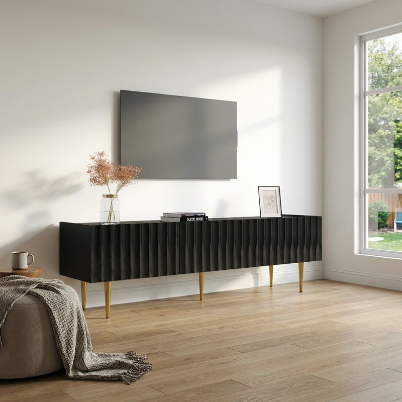 Meuble télé 70,9 po Rillie, Noir
