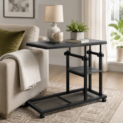Height Adjustable C Table, Mobile Side Table with Tiltable Drawing Board